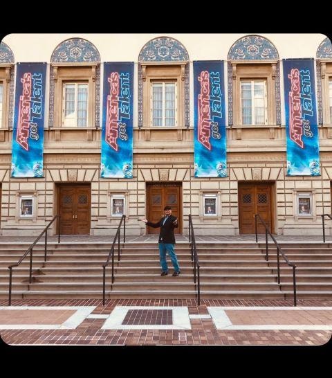 Brian Yazzie outside America's Got Talent venue