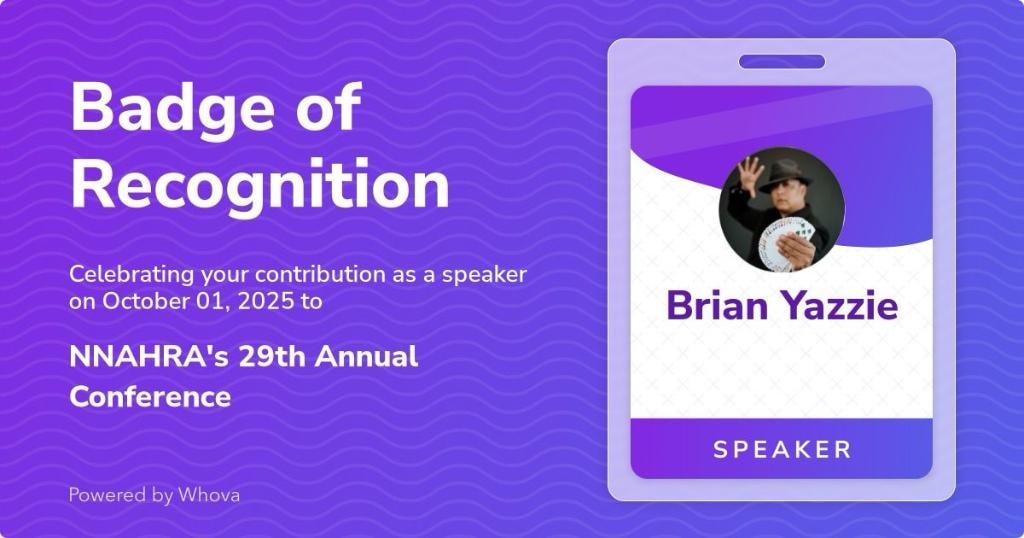 Brian Yazzie Badge of Recognition — NNAHRA's 29th Annual Conference Speaker