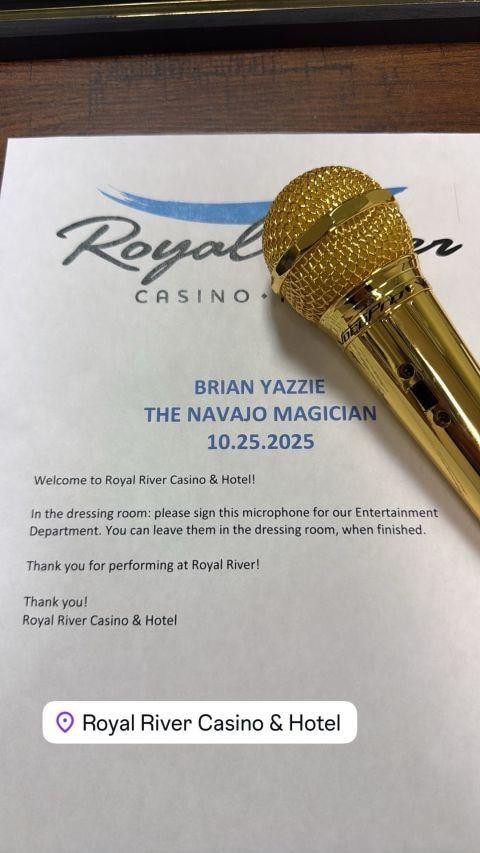 Brian Yazzie performing at Royal River Casino & Hotel