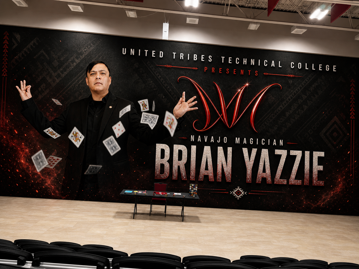 Brian Yazzie performing at United Tribes Technical College